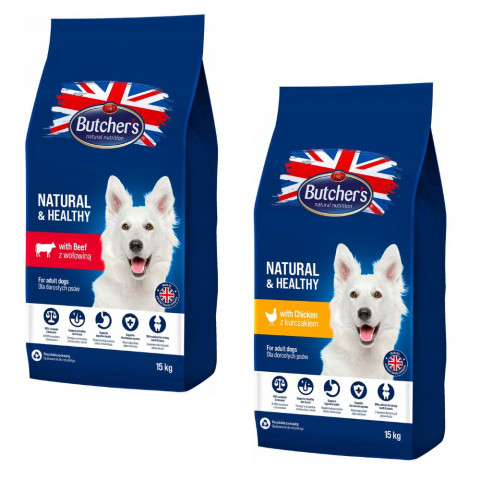 Butcher's Natural & Healthy kurczak, wołowina 15 kg × 2