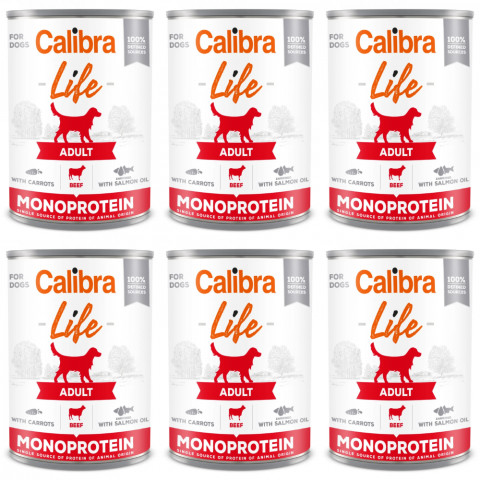 Calibra Dog Life wołowina, marchewka adult 400 g × 6