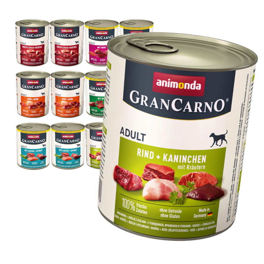 Animonda GranCarno dziczyzna, królik, kurczak, wieprzowina, wołowina, łosoś adult 800 g × 12