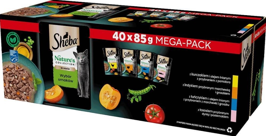 Sheba Nature's Collection mix smaków w sosie adult 85 g × 40