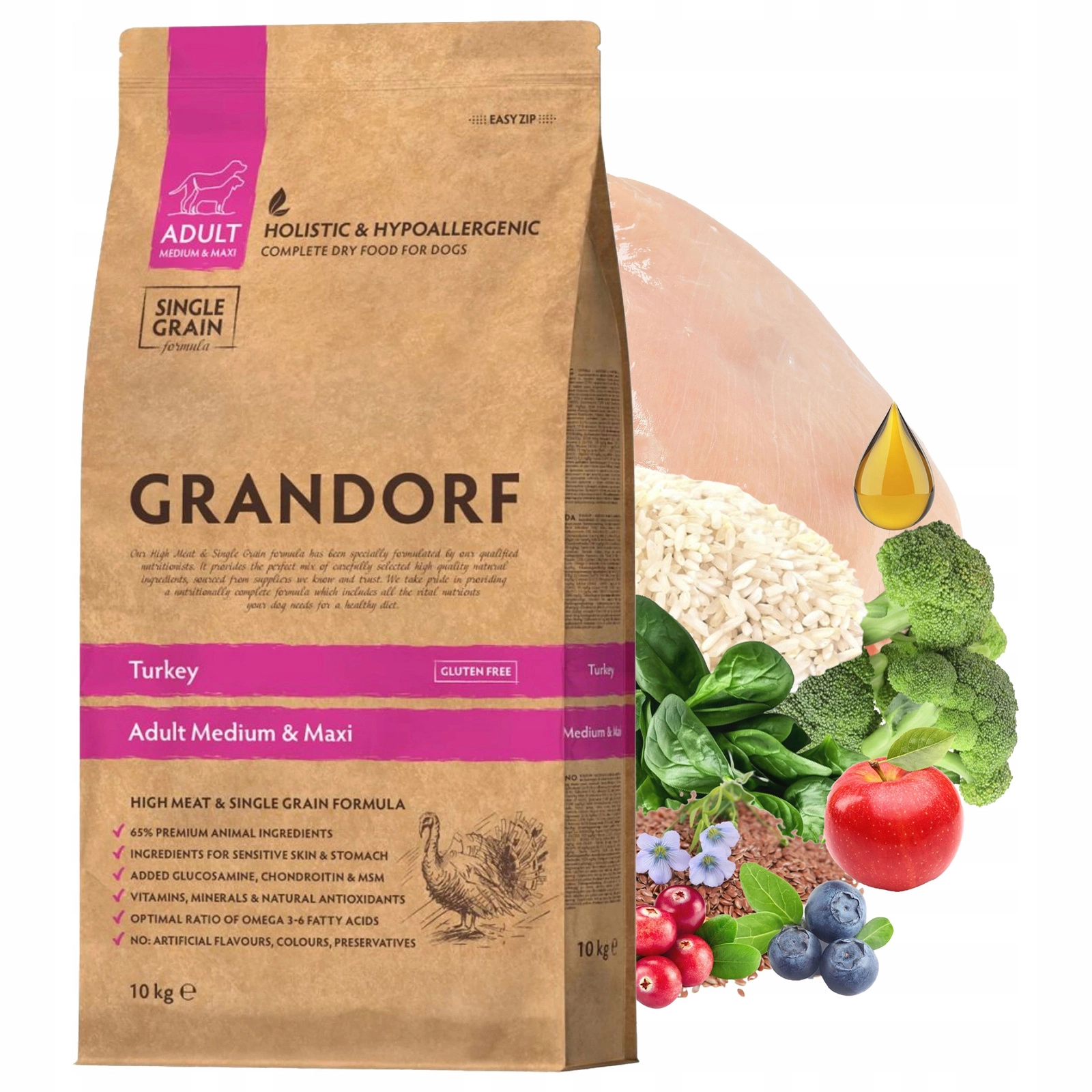 Grandorf Dog indyk adult średnie rasy, duże rasy 10 kg