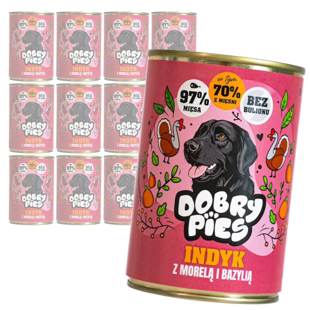 Dobry Pies indyk z morelą i bazylią adult 400 g × 12