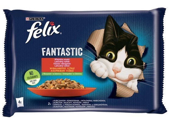 Purina Felix Fantastic kurczak, wołowina 85 g × 4