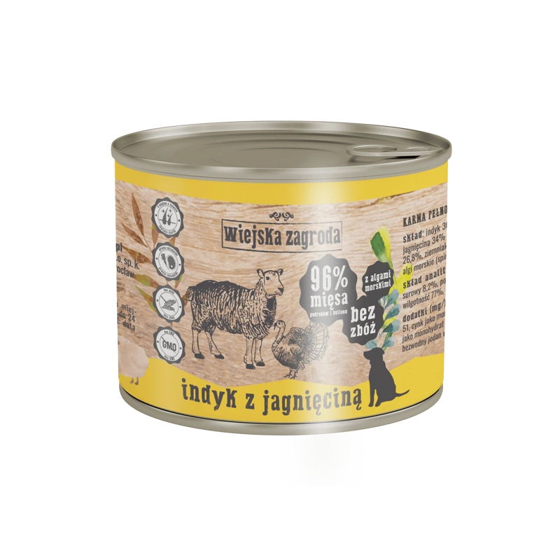 Wiejska Zagroda indyk, jagnięcina adult 200 g