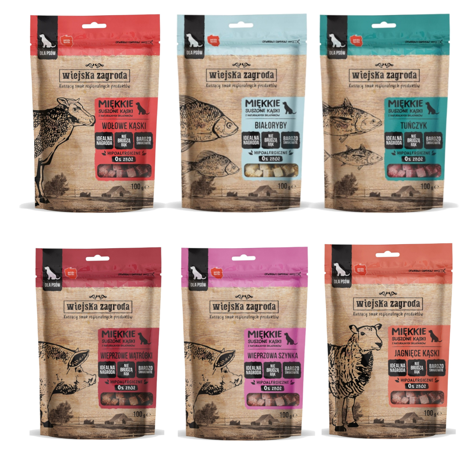 Wiejska Zagroda Mięsne kąski mix smaków 100 g × 6
