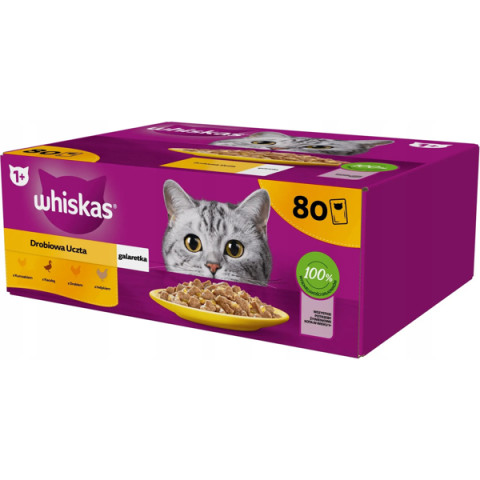 Whiskas drób w galaretce adult 85 g × 80