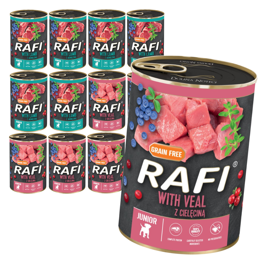 Rafi cielęcina, jagnięcina junior 400 g × 12