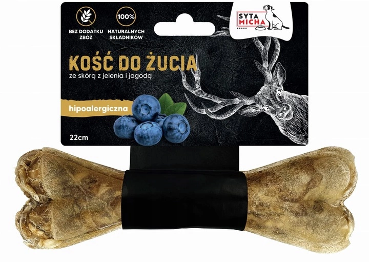 Syta Micha kość do żucia hipoalergiczna jeleń z jagodami 22 cm