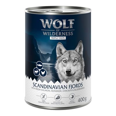Wolf of Wilderness The Taste Of kurczak, renifer, łosoś adult 400 g × 12
