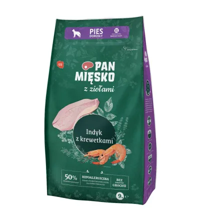Pan Mięsko z Ziołami indyk, krewetki adult duże rasy 9 kg