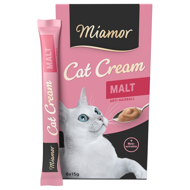 Miamor Cat Cream Hairball ser, słód 15 g × 6