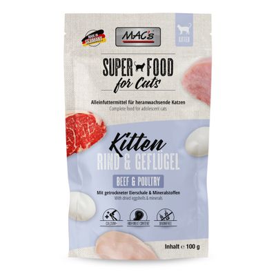 MAC's Super Food for Cats drób, wołowina kitten 100 g × 12