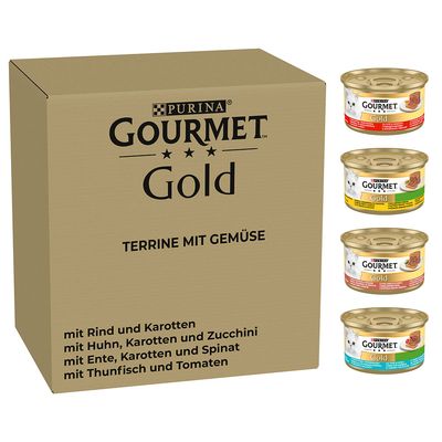 Purina Gourmet Gold mix smaków z cukinią, marchewką, pomidorem, szpinakiem pasztet adult 85 g × 96