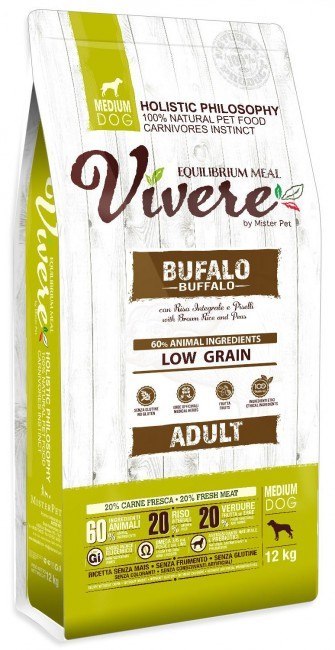 Vivere Dog Low Grain bawół adult średnie rasy 3 kg