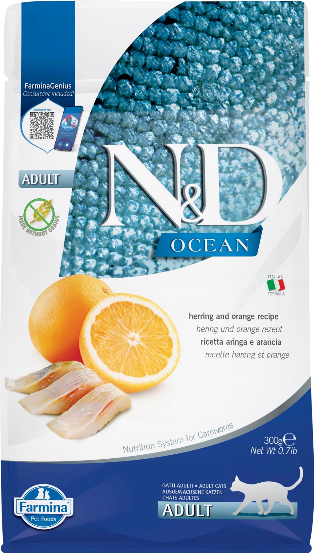 Farmina N&D Ocean śledź z pomarańczą adult 300 g