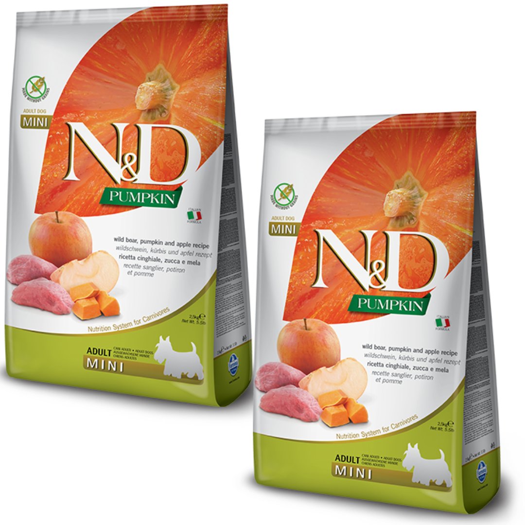 Farmina N&D Pumpkin dzik z dynią i jabłkiem adult małe rasy 2,5 kg × 2