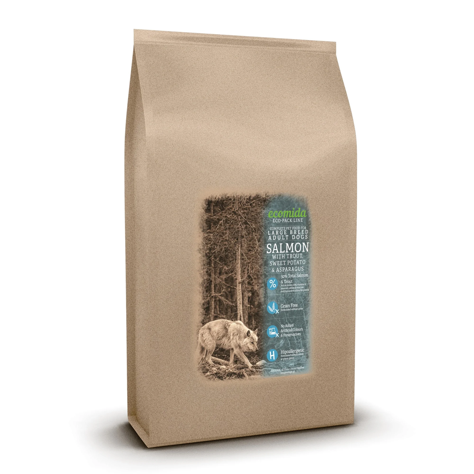 Ecomida Mono łosoś adult duże rasy 15 kg