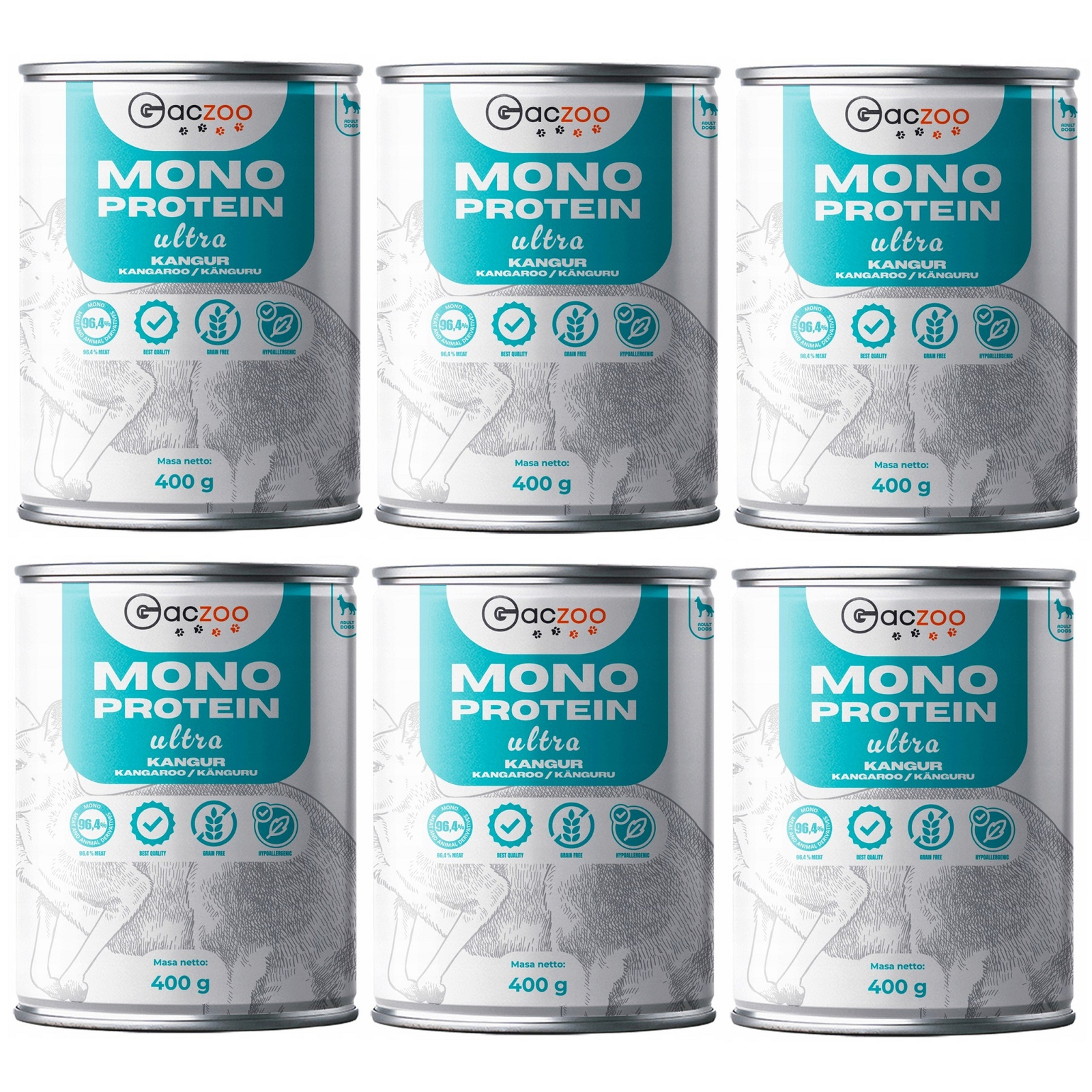 Gaczoo Mono Protein kangur 400 g × 6