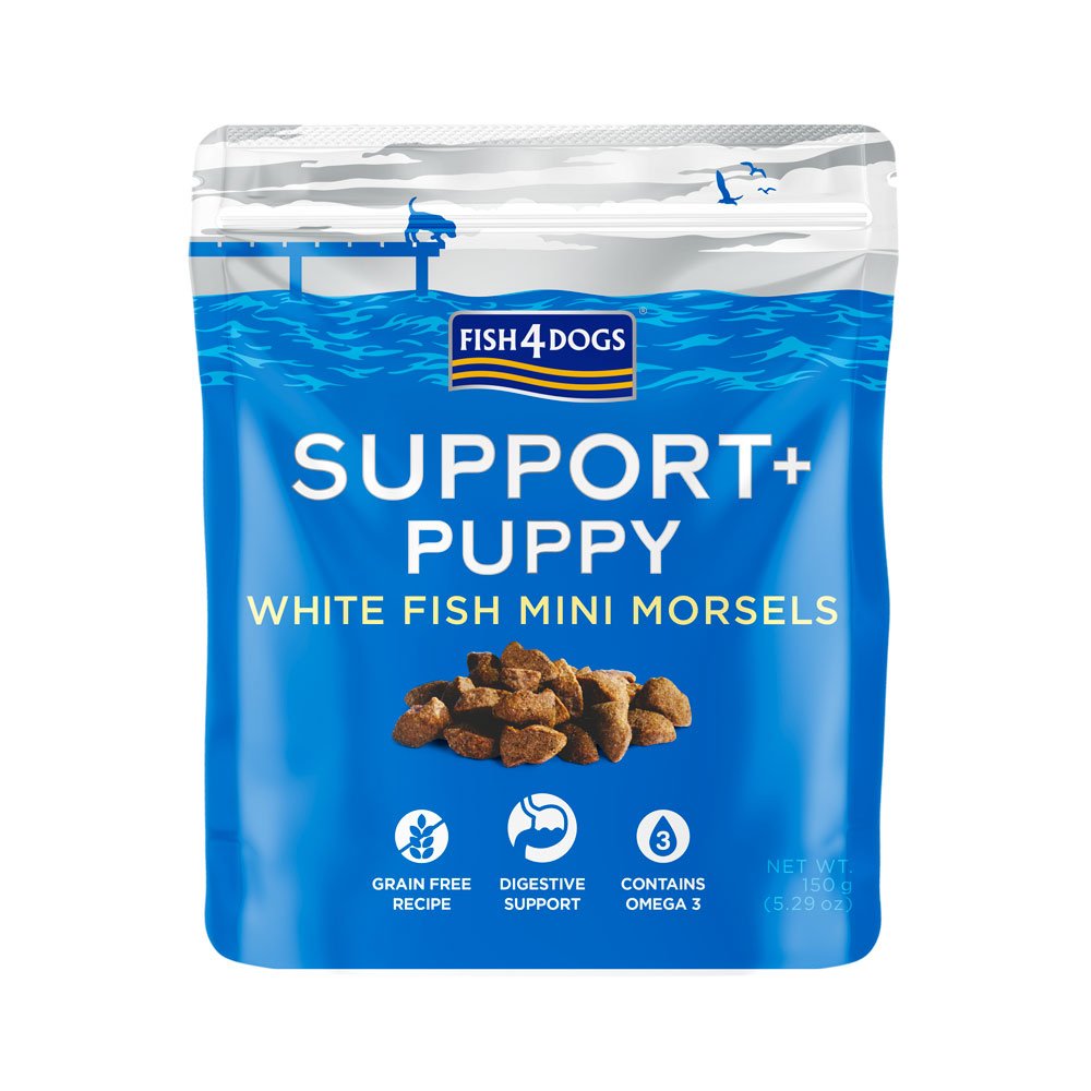 Fish4Dogs Support+ biała ryba, makrela, łosoś puppy 150 g