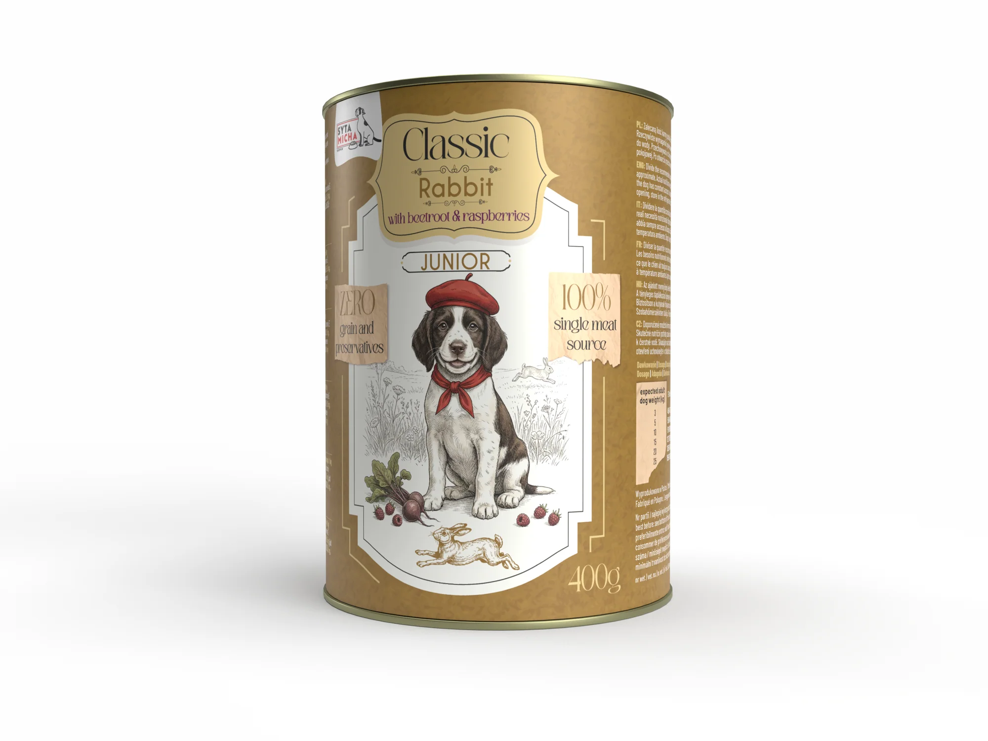 Syta Micha Classic królik z burakiem i malinami junior 400 g