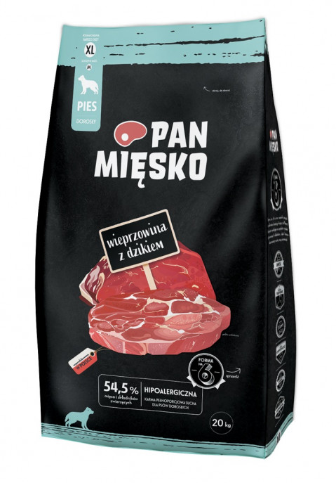 Pan Mięsko dzik, wieprzowina adult duże rasy 20 kg