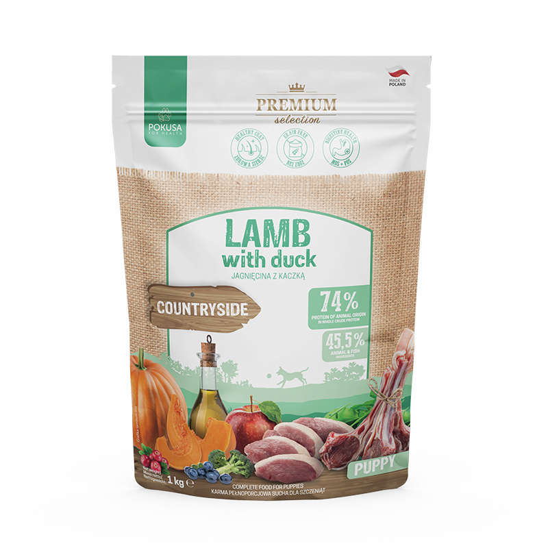 Pokusa Premium Selection jagnięcina, kaczka puppy 1 kg