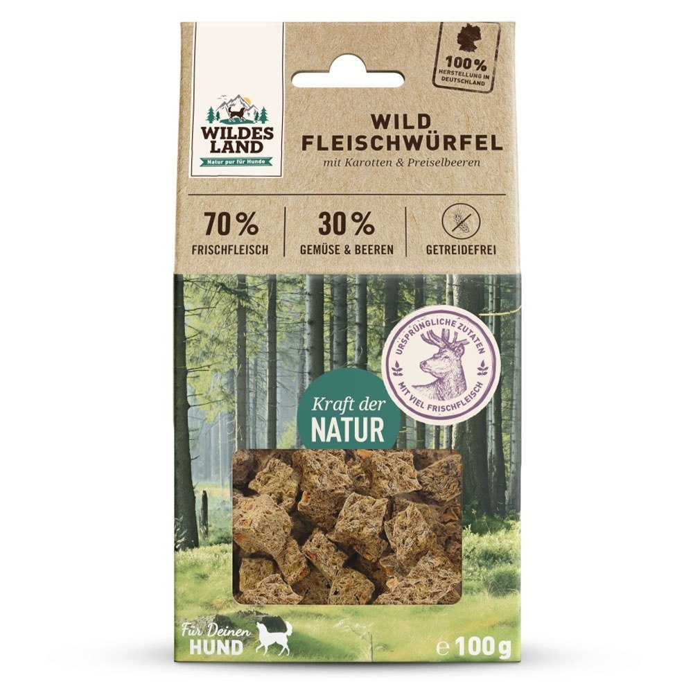 Wildes Land Fleischwürfel jeleń, sarna 100 g