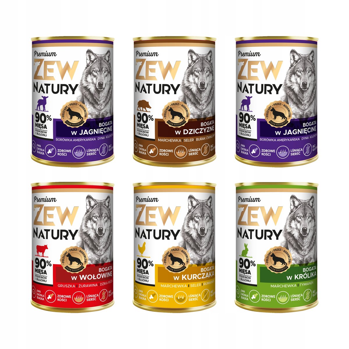 Zew Natury Premium dziczyzna, jagnięcina, królik, kurczak, wołowina 400 g × 6