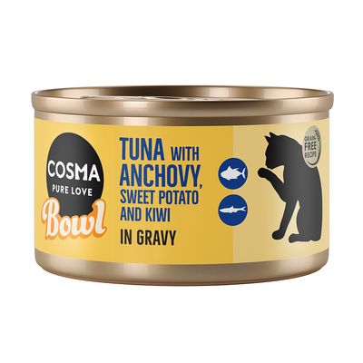 Cosma Bowl Indoor sardela, tuńczyk z batatem w sosie adult 80 g × 24