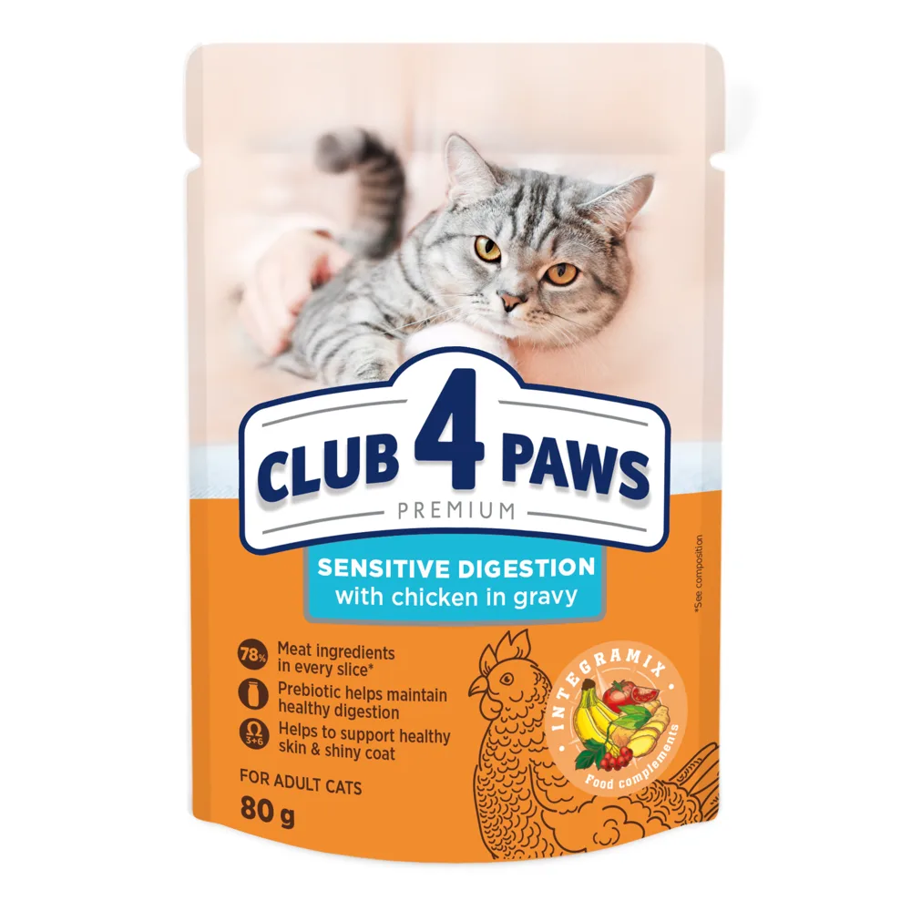 Club 4 Paws Premium Sensitive Digestive kurczak w sosie adult 80 g