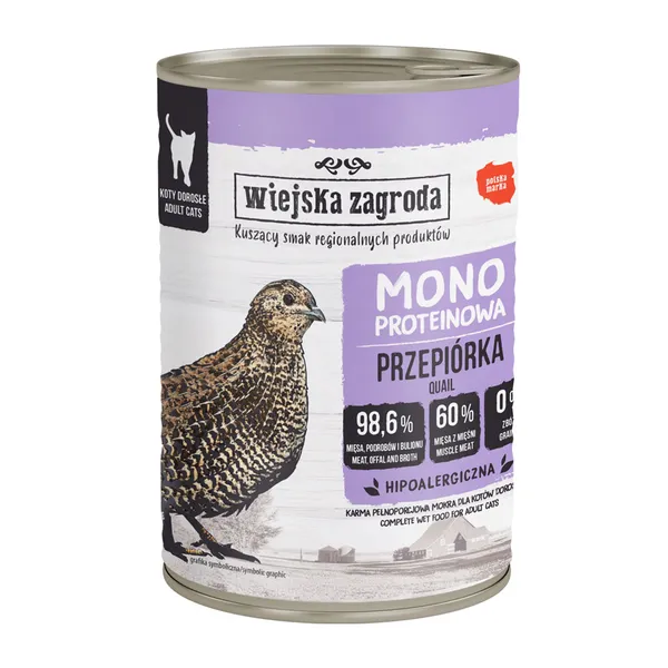 Wiejska Zagroda Monoproteinowa Sensitive przepiórka pasztet adult 400 g