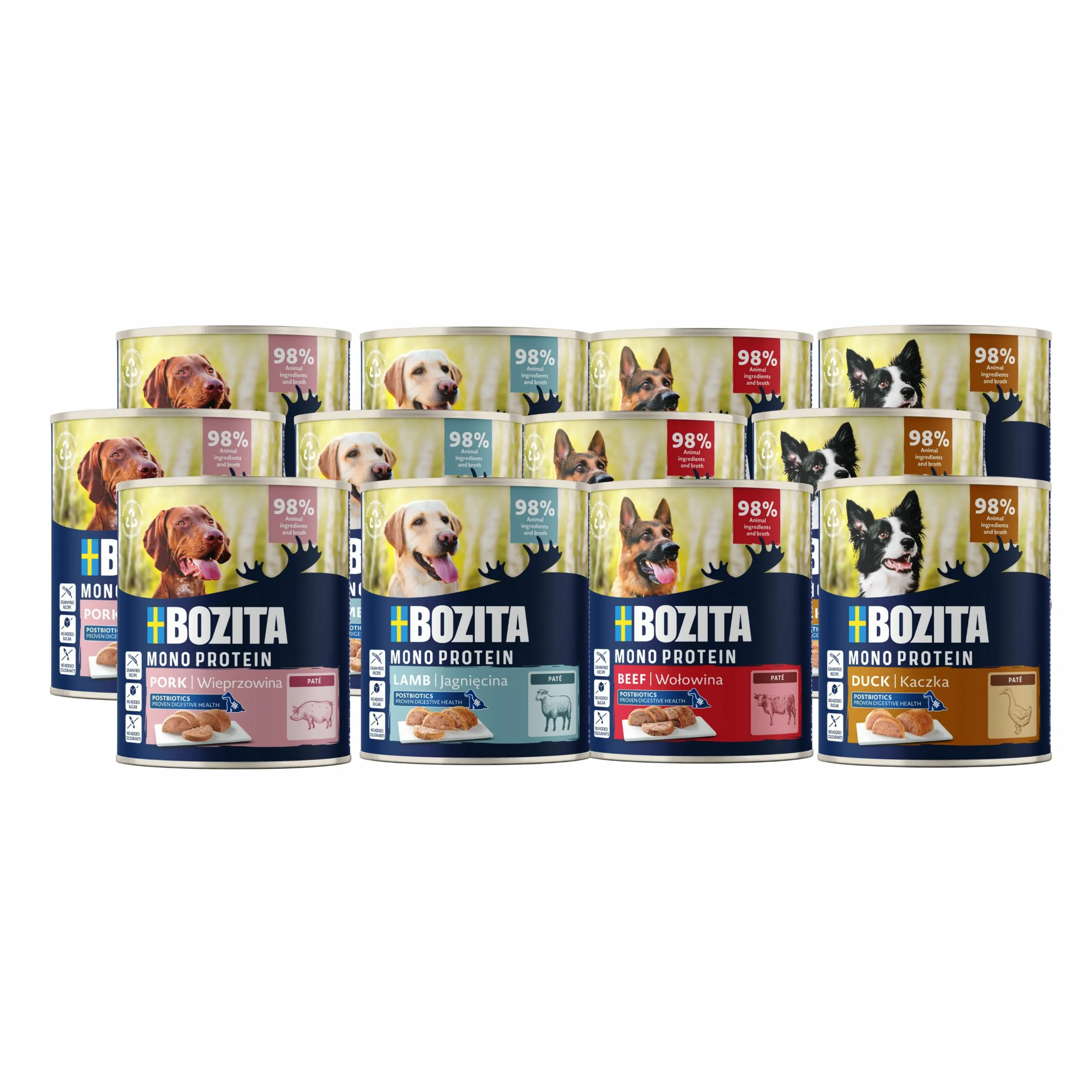 Bozita Mono jagnięcina, kaczka, wieprzowina, wołowina adult 800 g × 12
