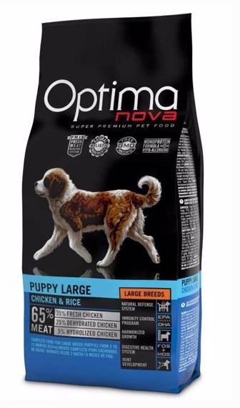 Optimanova kurczak z ryżem puppy duże rasy 2 kg
