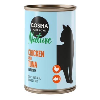 Cosma Nature Indoor kurczak, tuńczyk w bulionie 140 g × 24