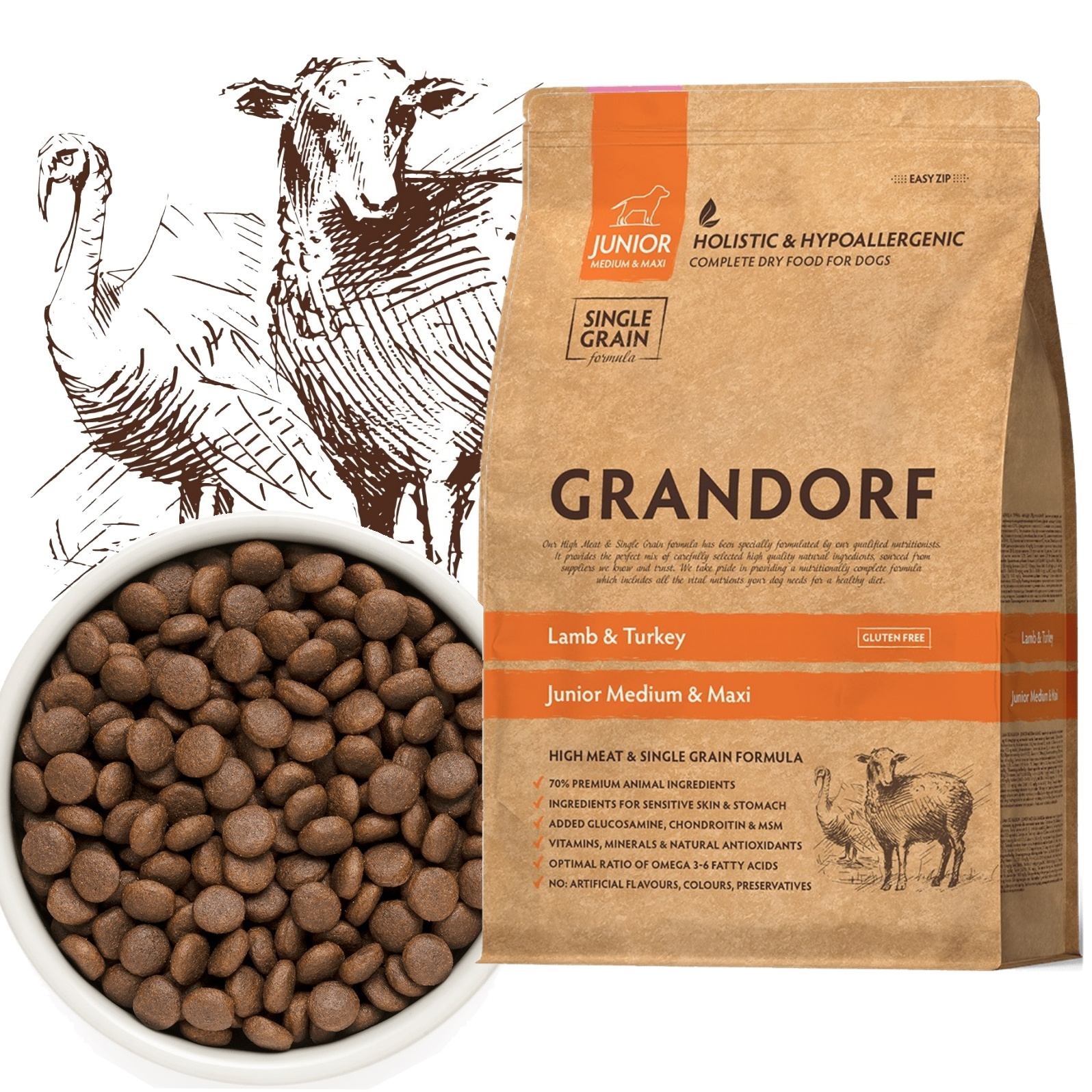 Grandorf jagnięcina, indyk junior średnie, duże rasy 1 kg