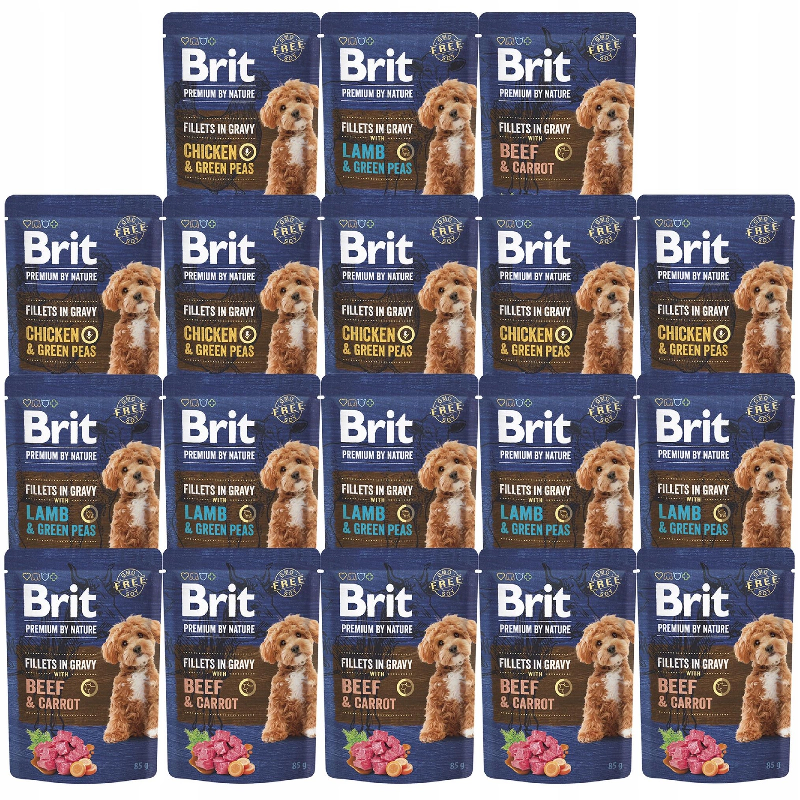 Brit By Nature mix smaków 85 g × 18