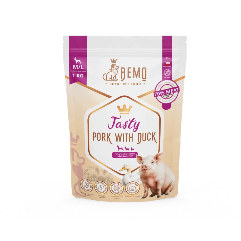 Bemo Tasty kaczka, wieprzowina adult duże rasy 1 kg