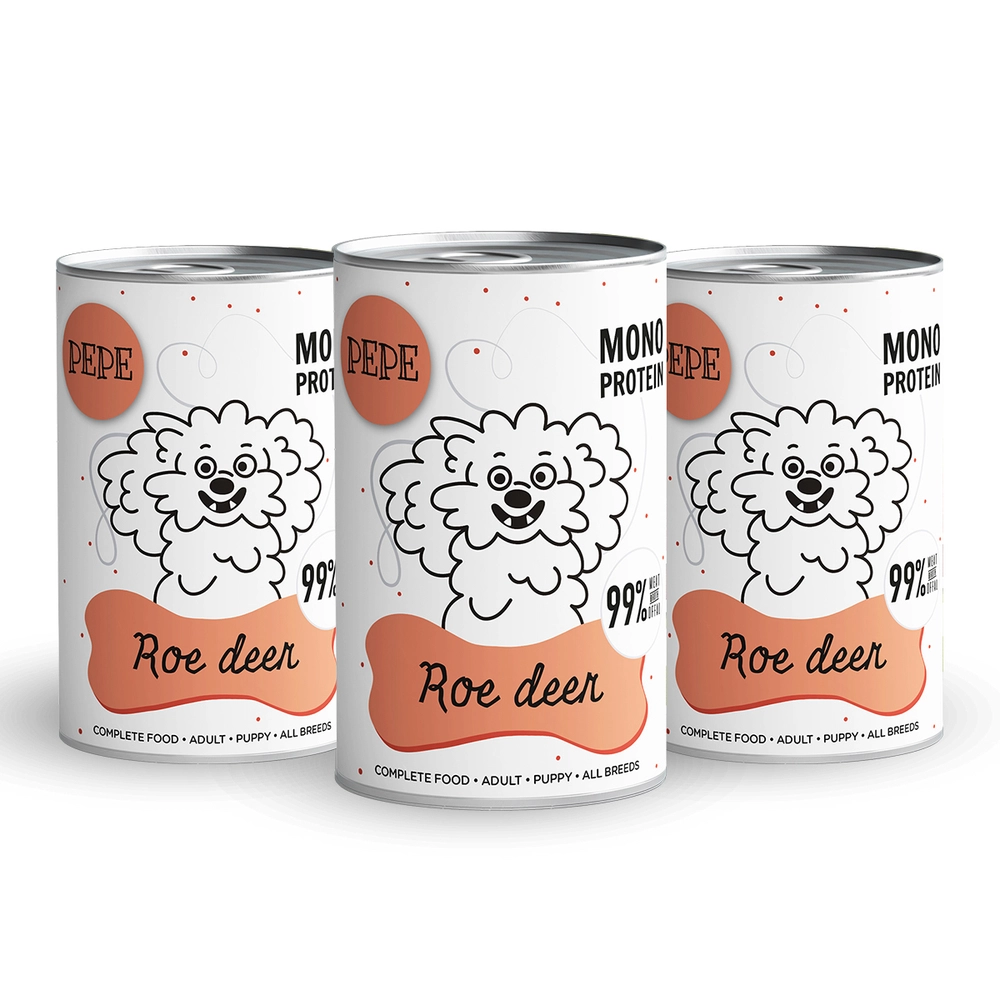 Paka Zwierzaka PEPE Mono Protein sarna 400 g × 3