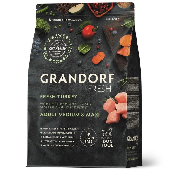 Grandorf Fresh indyk adult średnie i duże rasy 1 kg