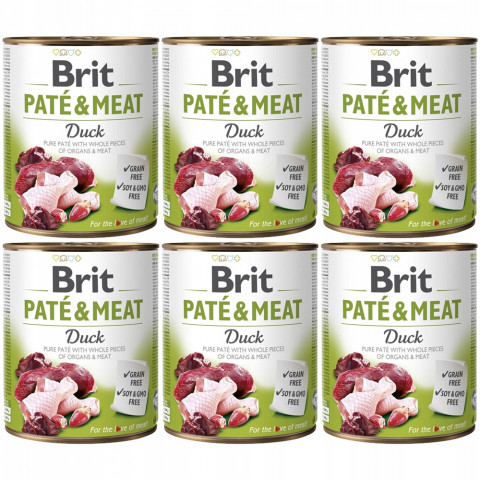 Brit Pate & Meat kaczka 800 g × 6