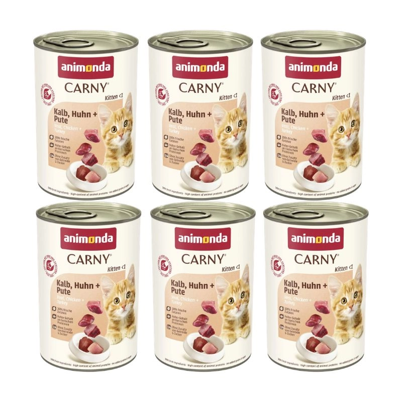 Animonda Carny cielęcina, kurczak, indyk kawałki kitten 400 g × 6