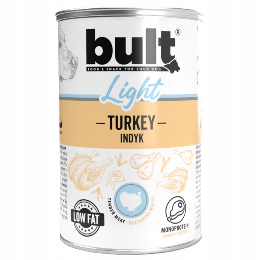 Bult Light cielęcina, indyk, jagnięcina, kaczka adult 400 g × 12