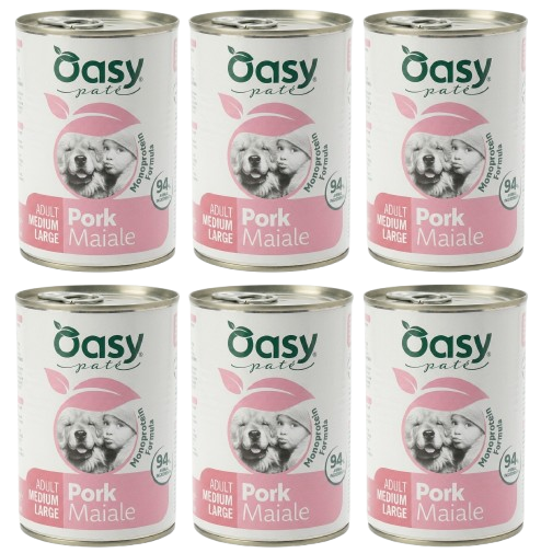 Oasy wieprzowina adult średnie rasy, duże rasy 400 g × 6