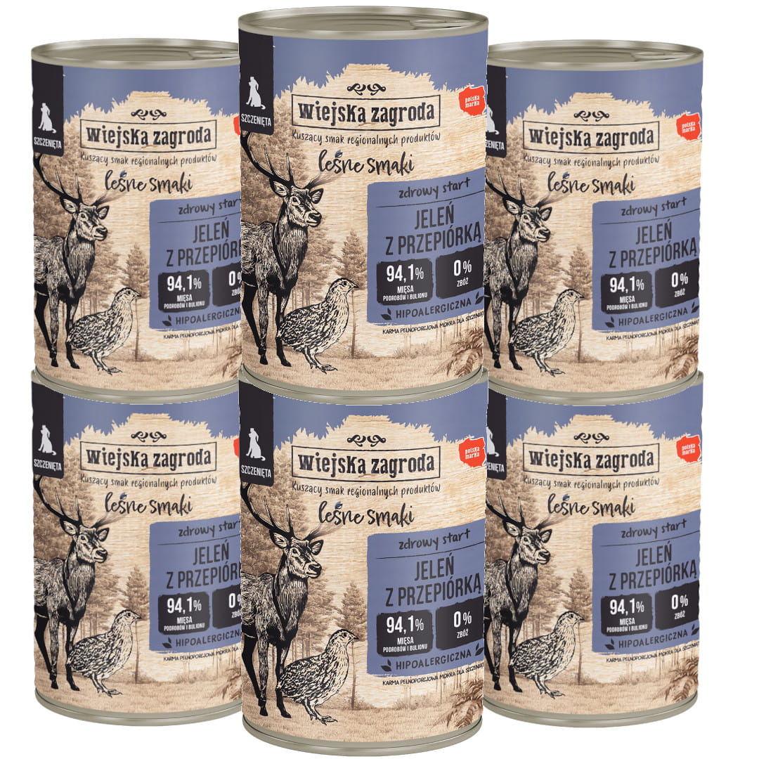 Wiejska Zagroda Leśne Smaki jeleń, przepiórka junior 400 g × 6
