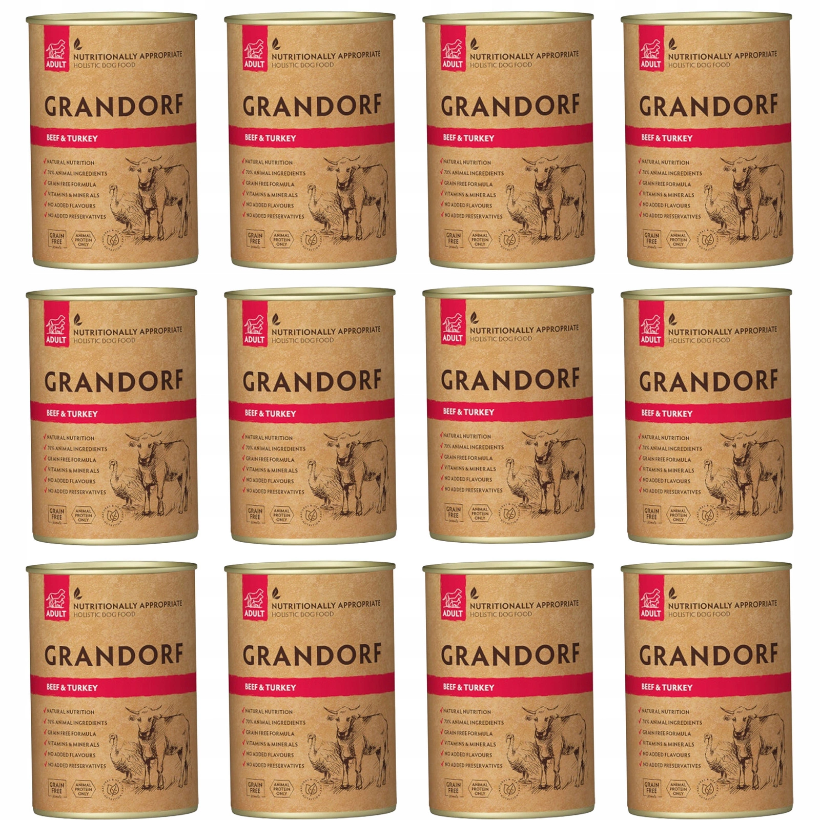 Grandorf indyk, wołowina 400 g × 12