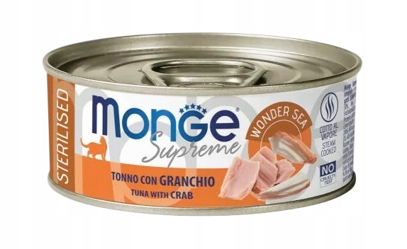 Monge Supreme Sterilised krab, tuńczyk kawałki adult 80 g