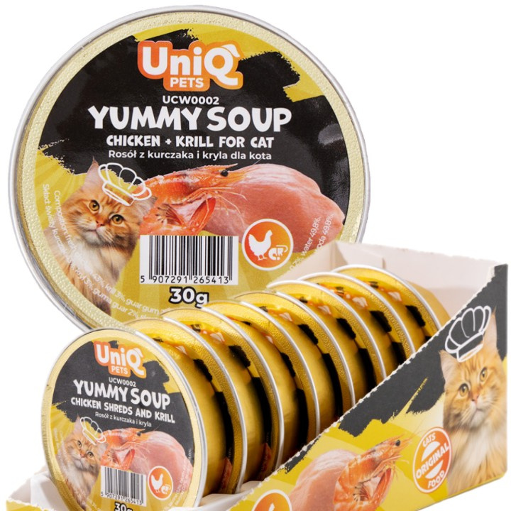Uniq Pets Yummy Soup kurczak, kryl w bulionie adult 30 g × 8