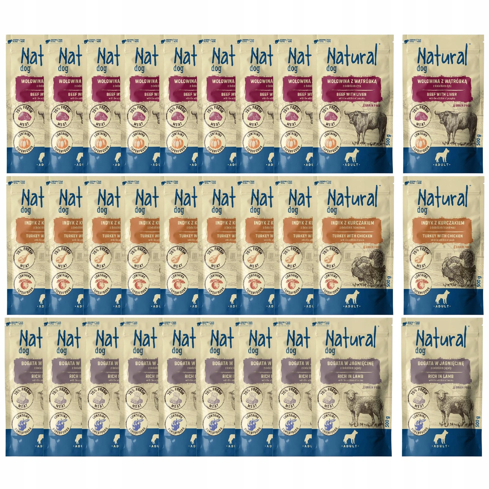Pupil Natural mix smaków adult 500 g × 30