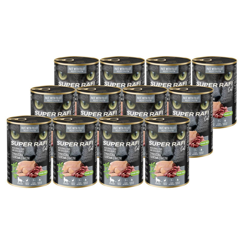 Rafi Super Rafi Sterilised perliczka z sercami z kaczki pasztet 400 g × 12
