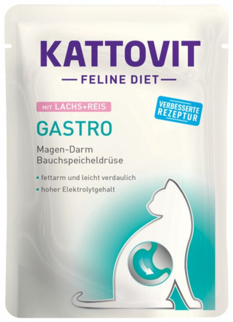 Kattovit Feline Diet Digestive łosoś z ryżem w sosie 85 g